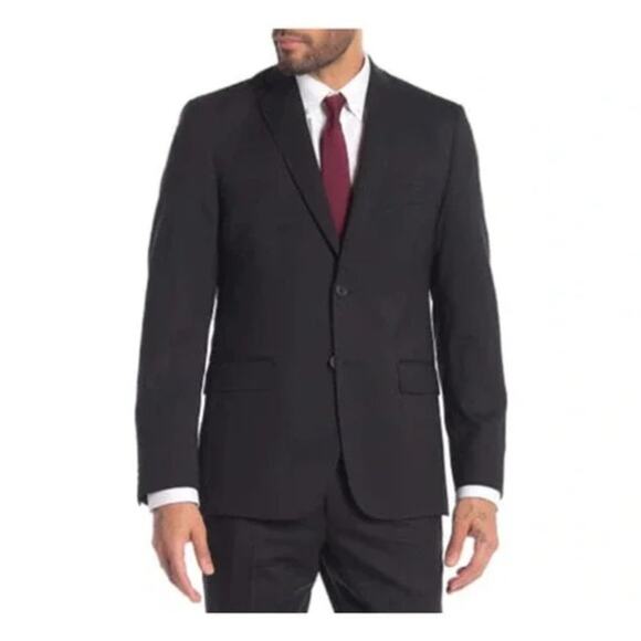 JB Britches Logan Suit Coat Blazer Black Wool Blend 38S